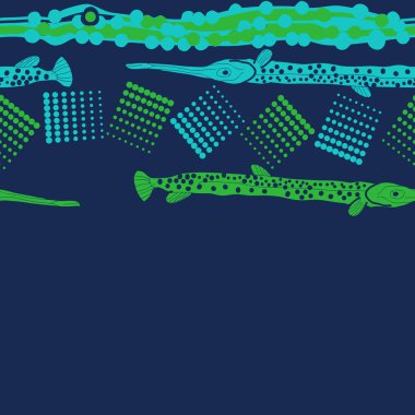 Balık ile dikişsiz soyut desen