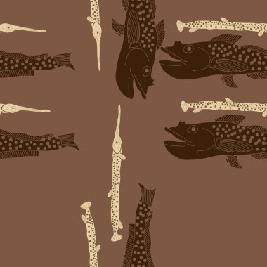 Soyut basit balıklar ile dikişsiz desen