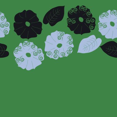 Soyut basit çiçekler ve yaprakları Dikişsiz desen