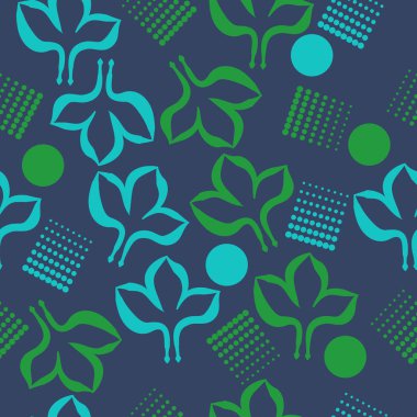Renkli yapraklar ve noktalarla dikişsiz desen
