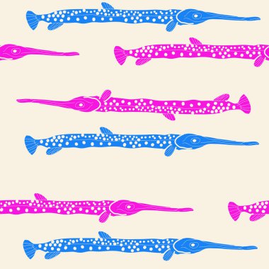 Soyut basit balık ile dikişsiz desen
