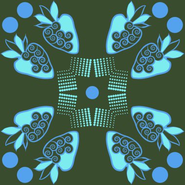 yeşil soyut sanatsal çilek, vektör sanat illüstrasyon