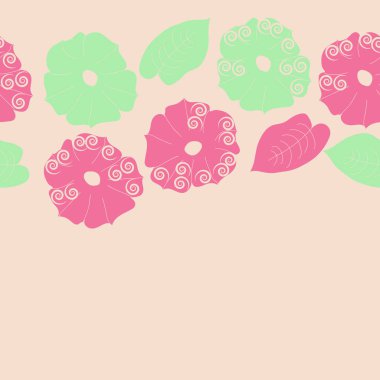 Soyut basit çiçekler ve yaprakları Dikişsiz desen