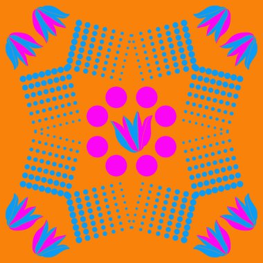 Noktalı soyut çiçekler, modern çiçek arka plan tasarımı 