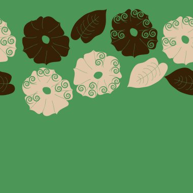 Soyut basit çiçekler ve yaprakları Dikişsiz desen