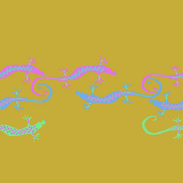 Modèle Lézards Horizontaux Sans Couture Illustration Vectorielle Simple — Image vectorielle