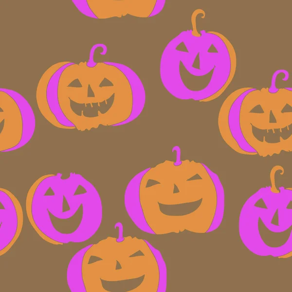 Seamless Pattern Halloween Simple Pumpkins — Stock Vector