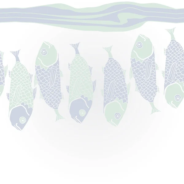 カラフルな魚 ベクトルイラストとシームレスな背景 — ストックベクタ
