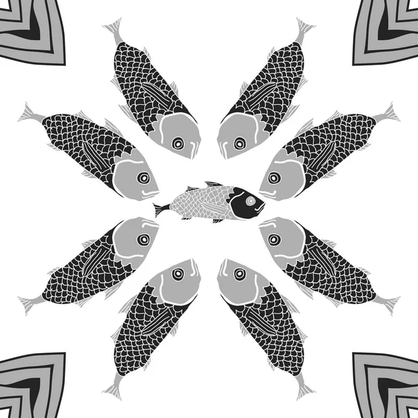 カラフルな魚 ベクトルイラストと抽象的な背景 — ストックベクタ