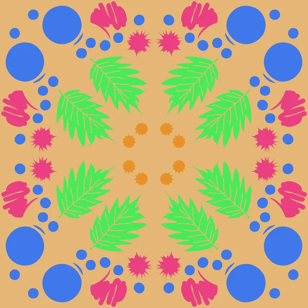 Patrón Abstracto Con Hojas Puntos Pinceladas Ilustración Vectorial — Archivo Imágenes Vectoriales