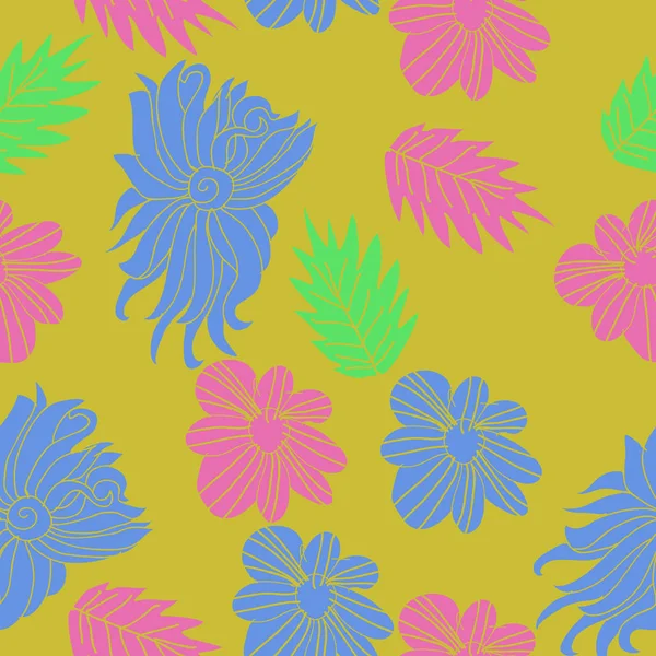 ベクトル図 花と芸術的なシームレス パターン — ストックベクタ