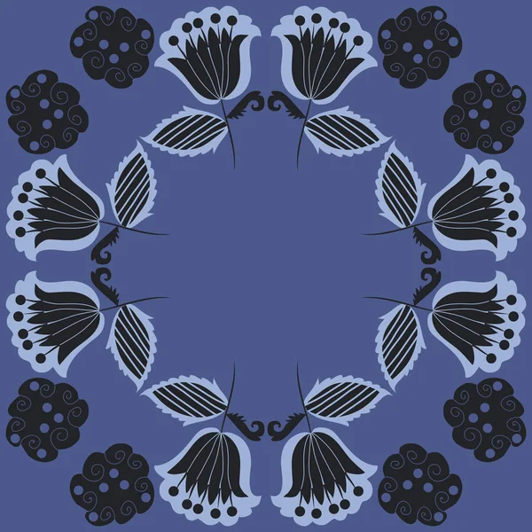 Nahtlose Muster Von Abstrakten Blumen Kreis Rahmen — Stockvektor