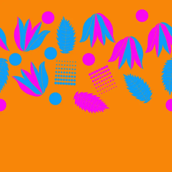 Yaprakları, lale çiçekler ve noktalar ile Dikişsiz soyut vektör arka plan 