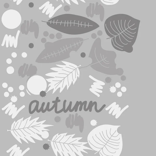 Farbige Herbstblätter Mit Dem Wort Herbst Auf Dem Hintergrund — Stockvektor
