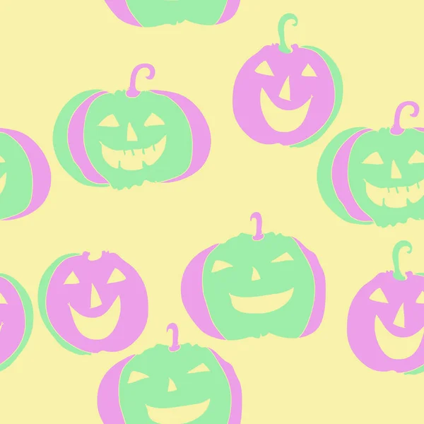 Seamless Pattern Halloween Simple Pumpkins — Stock Vector