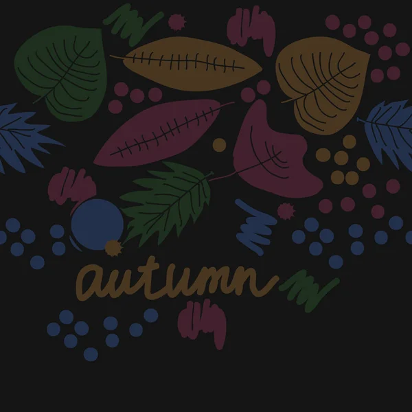 Feuilles Automnales Colorées Avec Mot Automne Sur Fond — Image vectorielle