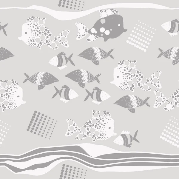 Abstract Fishes Seamless Pattern Simply Vector Illustration — Stock Vector