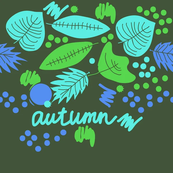 Цветные Осенние Листья Словом Осень Заднем Плане — стоковый вектор