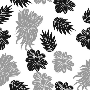 çiçekler, vektör çizim ile sanatsal seamless modeli