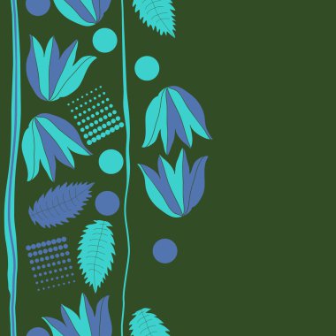 sanatsal çiçekler ve noktalar, vektör sanat illüstrasyon, boşluk boş kopyalama ile basit yeşil arka plan 