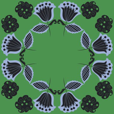 Soyut çiçekler daire çerçevesinin dikişsiz deseni