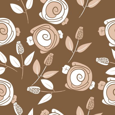 Çiçeklerle kesintisiz soyut desen, vektör arka plan