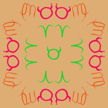 Zodiac Signs ile Dikişsiz soyut desen, vektör illüstrasyon
