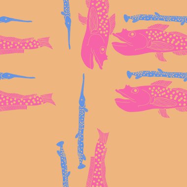 Soyut basit balıklar ile dikişsiz desen