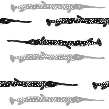 Soyut basit balık ile dikişsiz desen