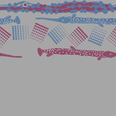 Balık ile dikişsiz soyut desen