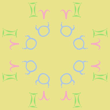 Zodiac Signs ile Dikişsiz soyut desen, vektör illüstrasyon