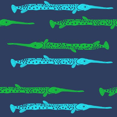Soyut basit balık ile dikişsiz desen