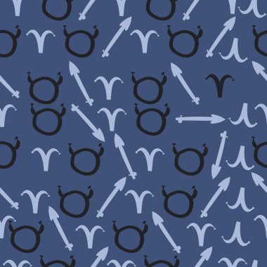 Zodiac Signs ile Dikişsiz soyut desen, vektör illüstrasyon
