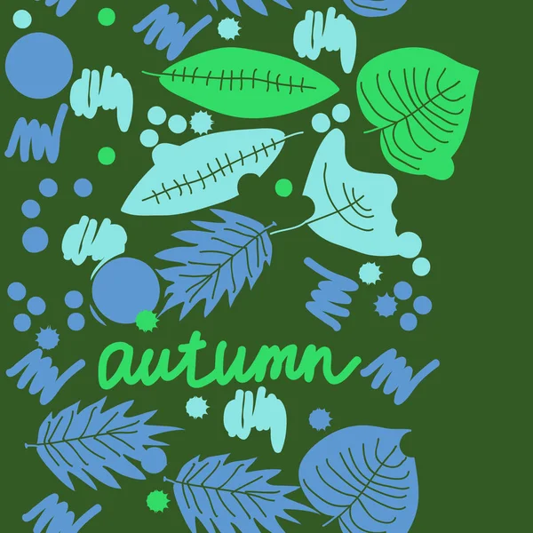 Feuilles Automnales Colorées Avec Mot Automne Sur Fond — Image vectorielle