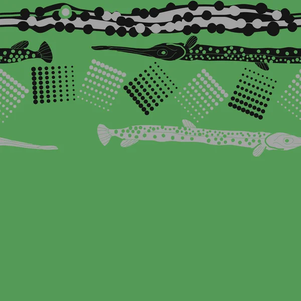 Бесшовный Абстрактный Рисунок Рыбой — стоковый вектор