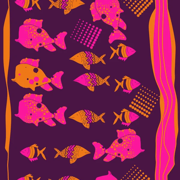 Abstract Fishes Seamless Pattern Simply Vector Illustration — Stock Vector