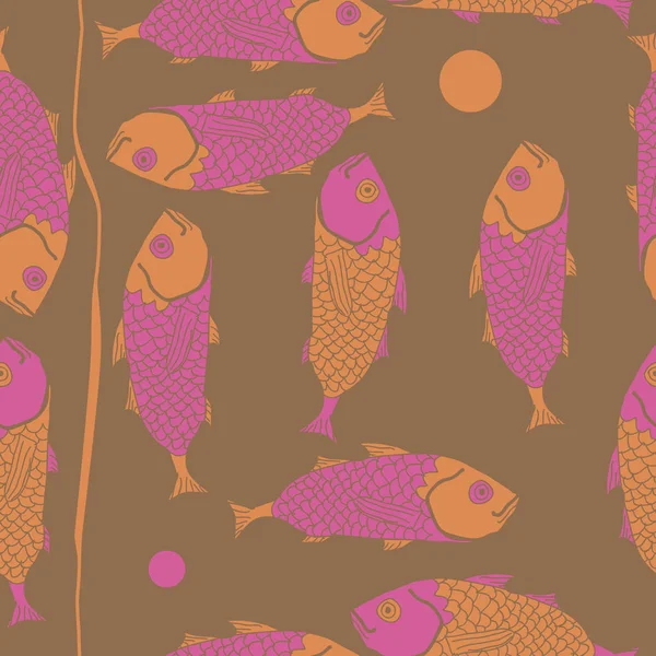 Abstract Naadloos Patroon Met Kleurrijke Vissen — Stockvector