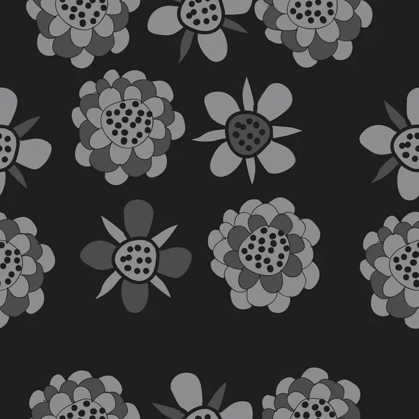 Seamless Pattern Abstract Simple Flowers — Stock Vector