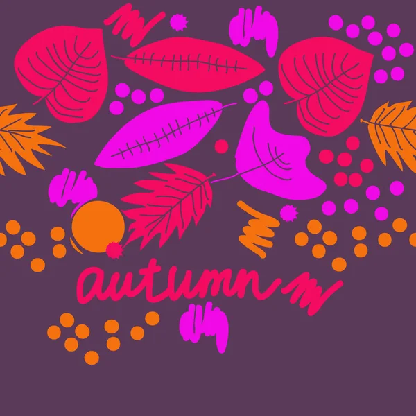 Feuilles Automnales Colorées Avec Mot Automne Sur Fond — Image vectorielle