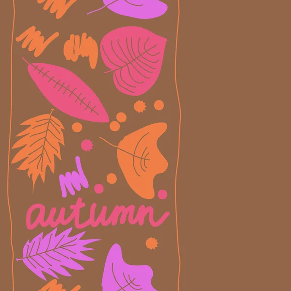 Farbige Herbstblätter Mit Dem Wort Herbst Auf Dem Hintergrund — Stockvektor