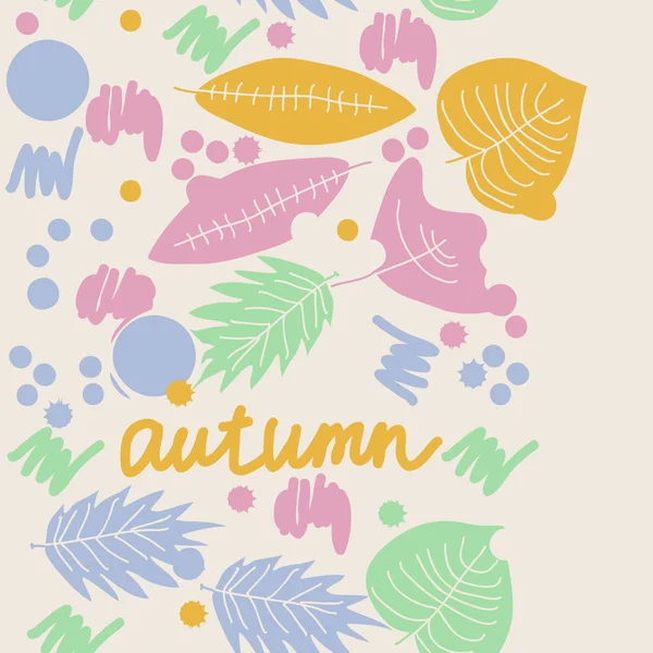 Цветные Осенние Листья Словом Осень Заднем Плане — стоковый вектор