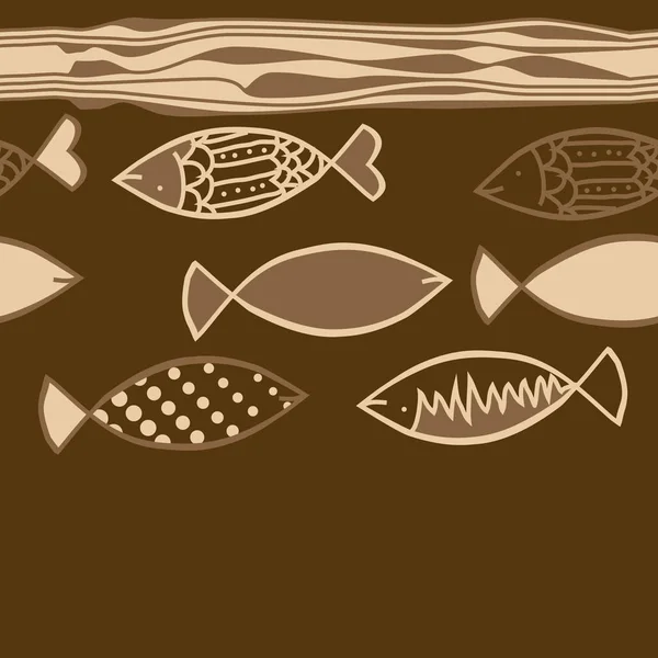 Patrón Peces Abstractos Sin Costura Fondo Vectorial — Vector de stock