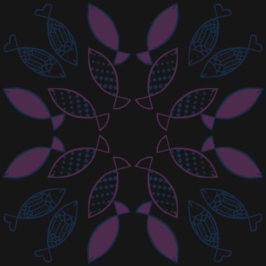 Dikişsiz soyut balık deseni, vektör arka plan