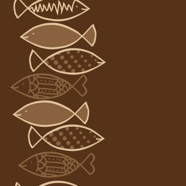 Dikişsiz soyut balık deseni, vektör arka plan