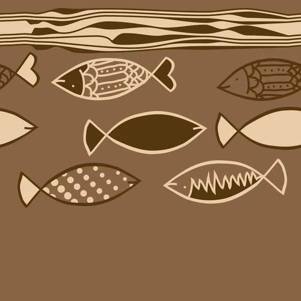Dikişsiz Soyut Balık Deseni Vektör Arka Plan — Stok Vektör
