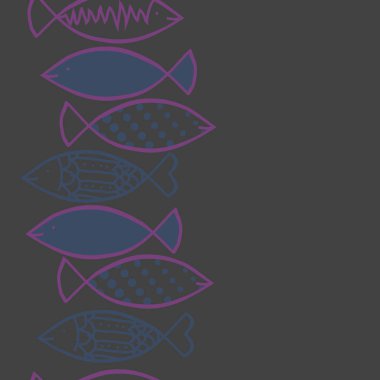 Dikişsiz soyut balık deseni, vektör arka plan