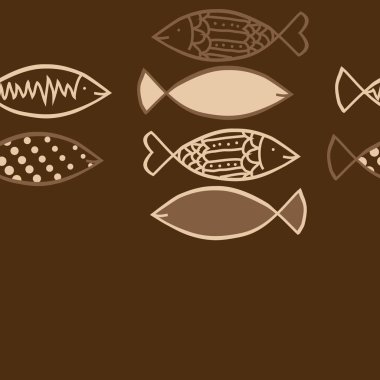 Renkli balık ile dikişsiz soyut desen, vektör illüstrasyon