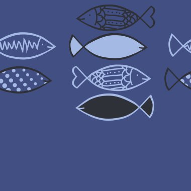 Renkli balık ile dikişsiz soyut desen, vektör illüstrasyon