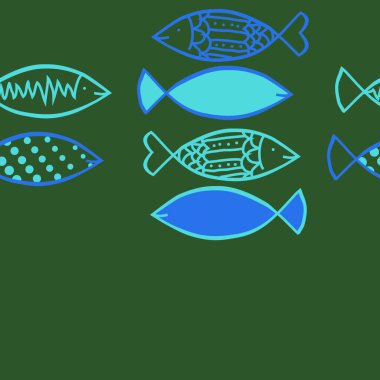 Renkli balık ile dikişsiz soyut desen, vektör illüstrasyon