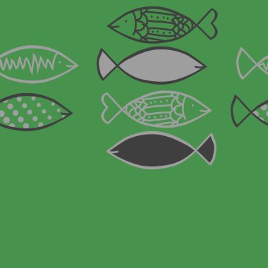 Renkli balık ile dikişsiz soyut desen, vektör illüstrasyon